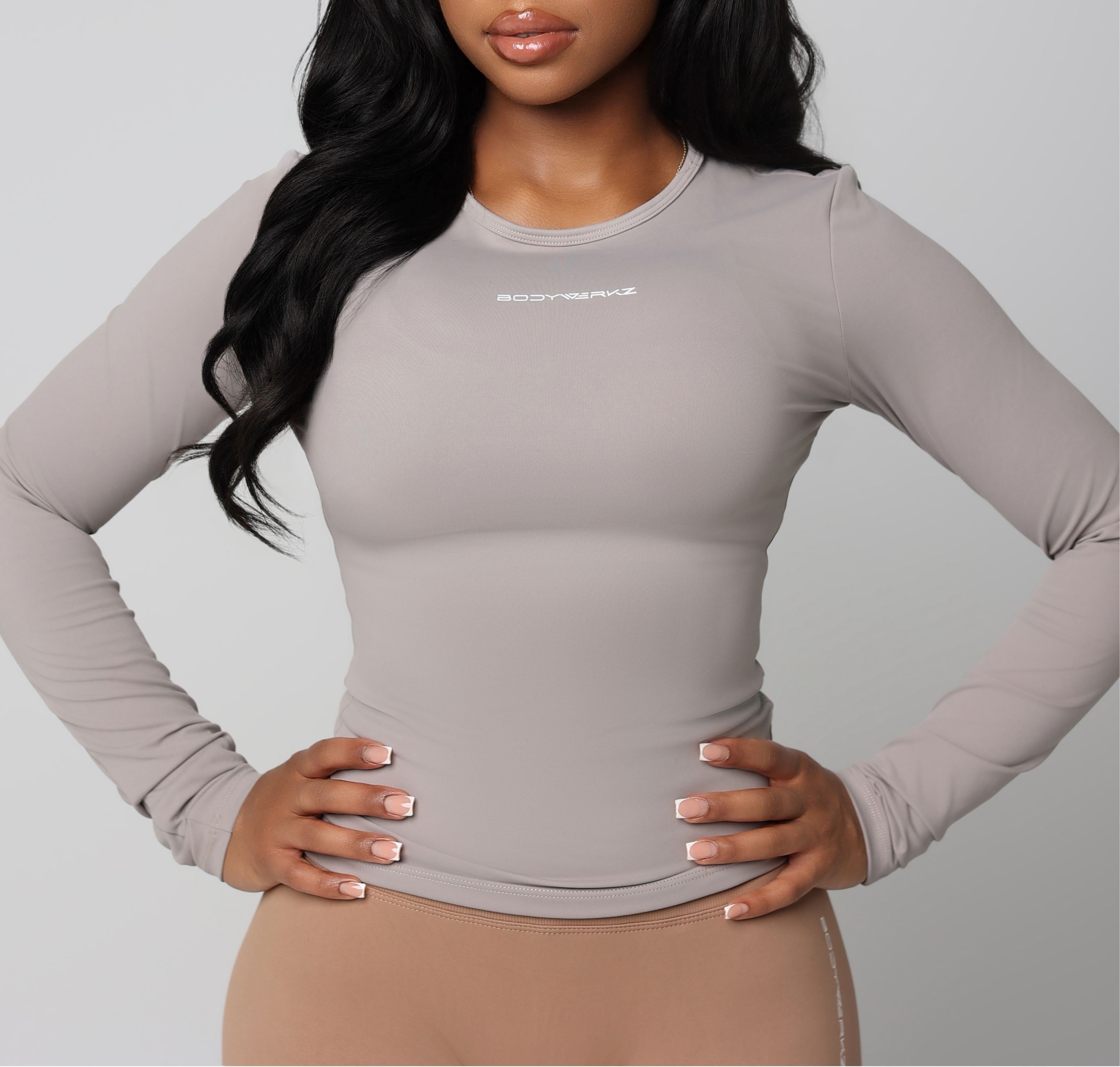 FITTED LONG SLEEVE TOP bodywerkz S Grey 