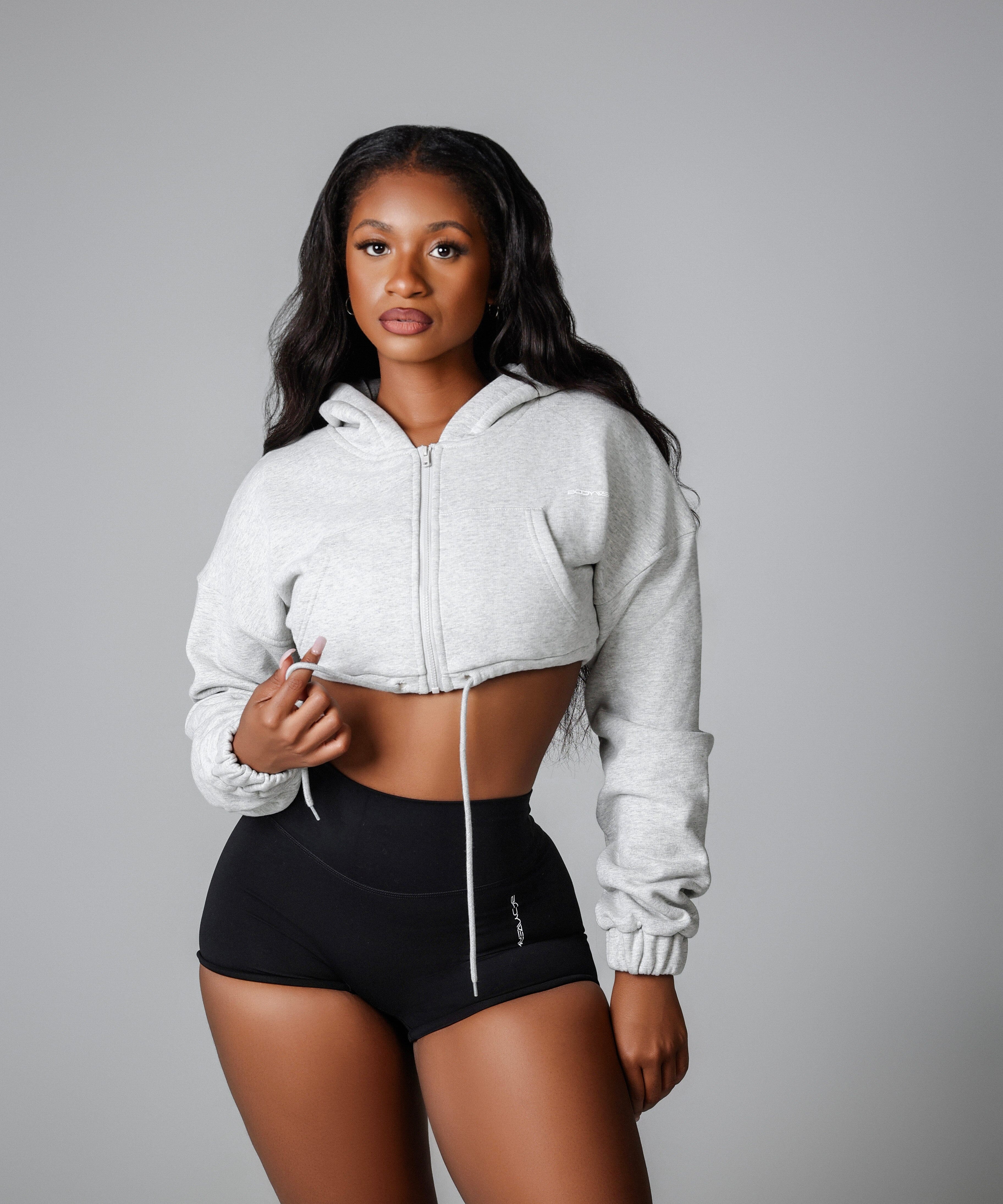 HEATHER GREY OVERSIZED CROPPED JACKET bodywerkz 