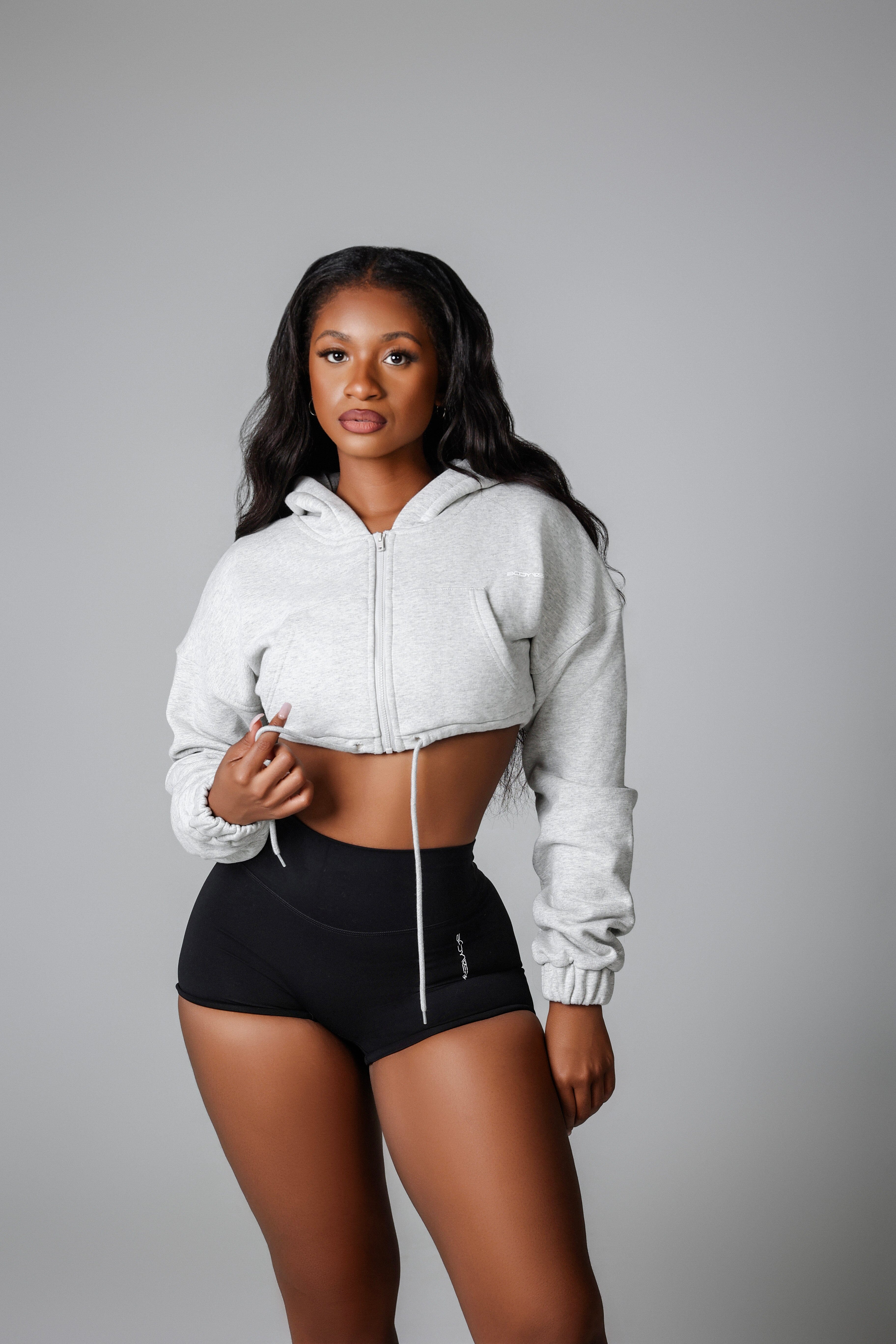 HEATHER GREY OVERSIZED CROPPED JACKET bodywerkz 