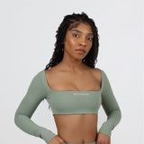 SQUARE NECK CROP TOP bodywerkz S SAGE GREEN 